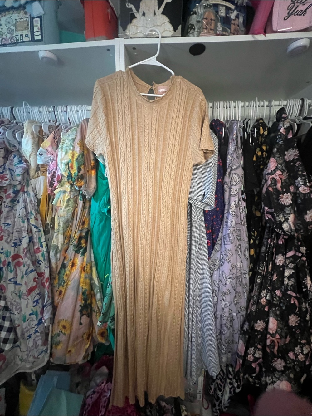 Show Me Your Mumu Valleta Midi Dress in gold shimmer knit